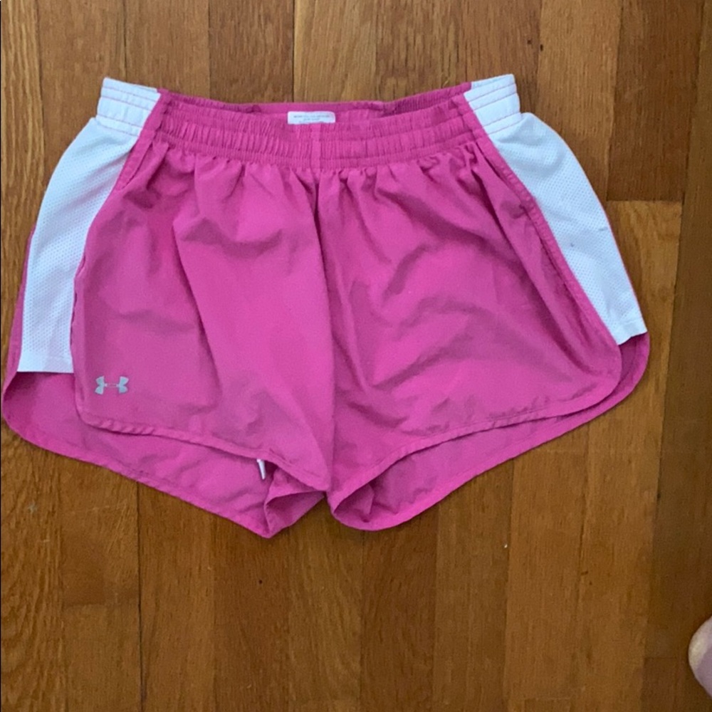 Pink Under Armour athletic/running shorts